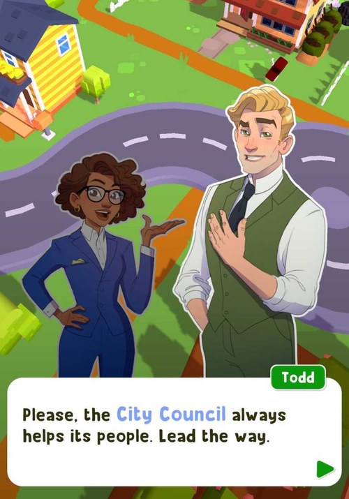 Merge Mayor dialogue scene featuring Todd and another character